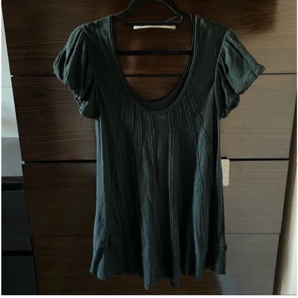 Free People Boho Flowy Black Scoop Neck Top Size Small - Picture 2 of 9